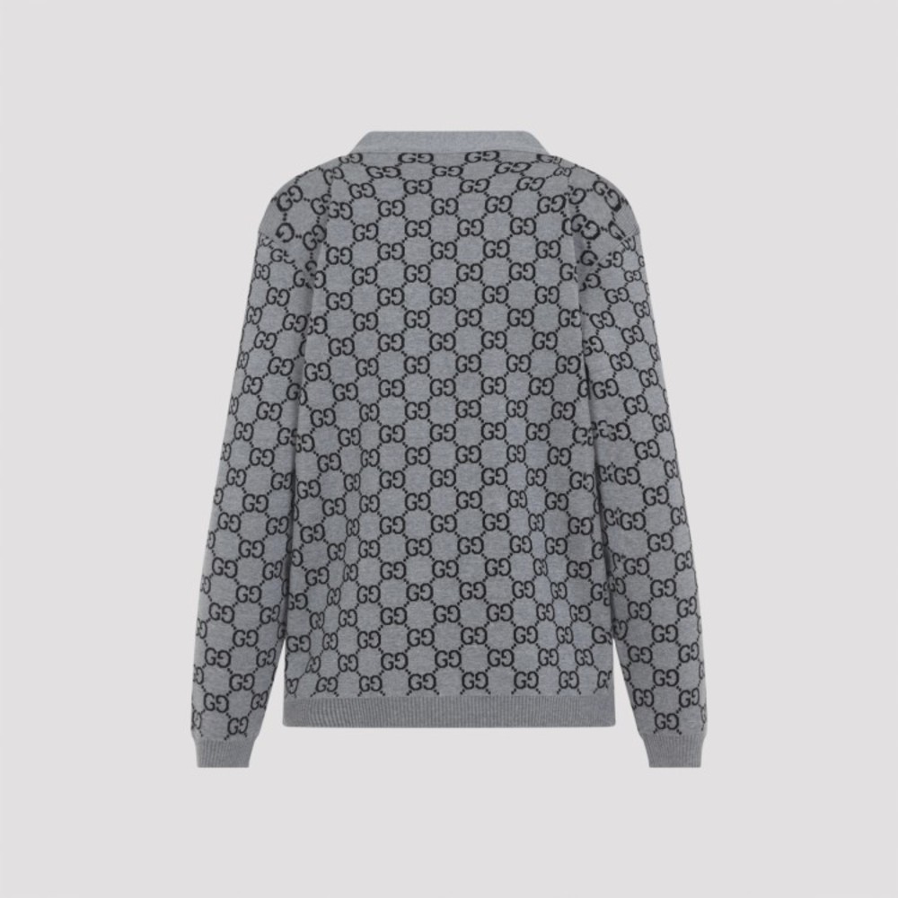 Gucci Gg Knit Grey And Black Wool Cardigan - NWT - Picture 2 of 3